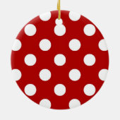 Grote retro stippen - rood en wit keramisch ornament (Achterkant)
