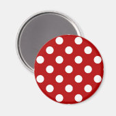 Grote retro stippen - rood en wit magneet (Voorkant / Achterkant)