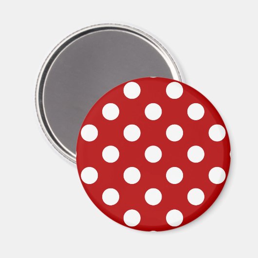 Grote retro stippen - rood en wit magneet (Voorkant / Achterkant)