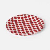 Grote retro stippen - rood en wit papieren bordje (Gekanteld)