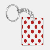 Grote retro stippen - rood en wit sleutelhanger (Voorkant Links)