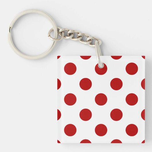 Grote retro stippen - rood en wit sleutelhanger (Voorkant)