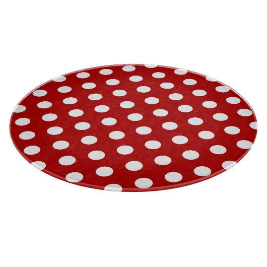 Grote retro stippen - rood en wit snijplank (Hoek)