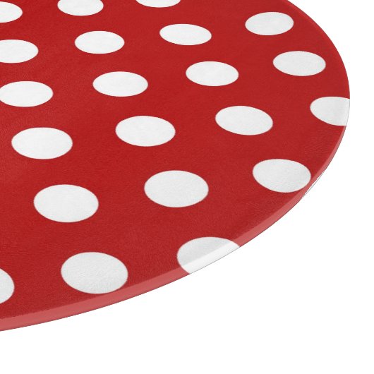 Grote retro stippen - rood en wit snijplank (Hoek)