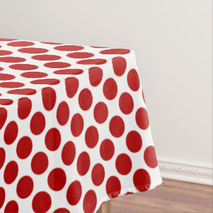 Grote retro stippen - rood en wit tafelkleed