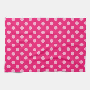 Grote retro stippen - roze op een roze achtergrond theedoek