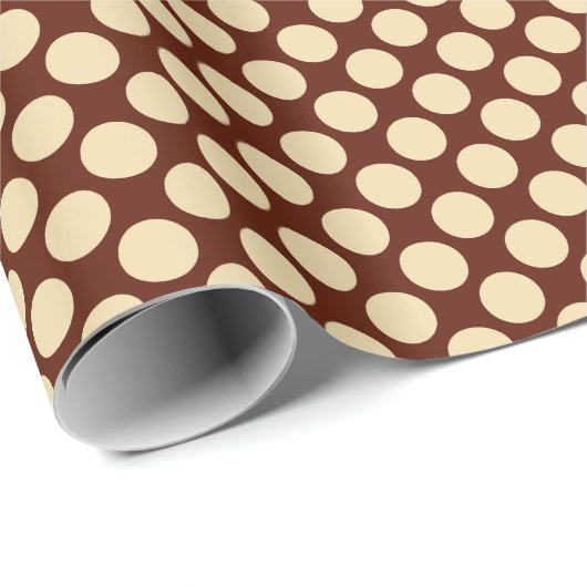 Grote retro-stippen - tint en chocoladebruin cadeaupapier (Rol Hoek)
