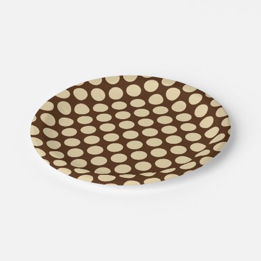 Grote retro-stippen - tint en chocoladebruin papieren bordje (Gekanteld)