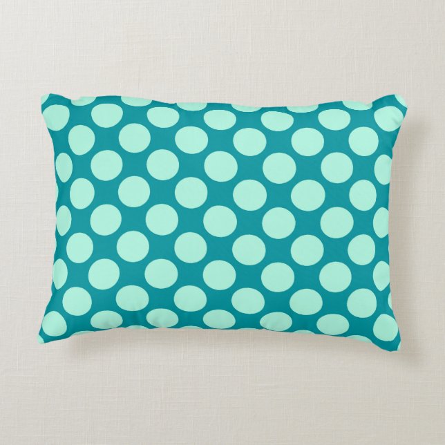 Grote retro-stippen - turquoise en aqua decoratief kussen (Achterkant)