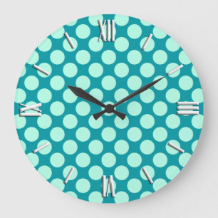 Grote retro-stippen - turquoise en aqua klok