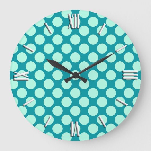 Grote retro-stippen - turquoise en aqua klok (Voorkant)