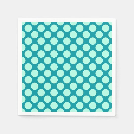 Grote retro-stippen - turquoise en aqua servetten (Voorkant)