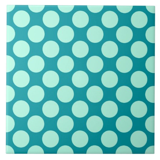 Grote retro-stippen - turquoise en aqua tegeltje (Voorkant)