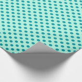 Grote retro-stippen - turquoise op aqua cadeaupapier (Hoek)