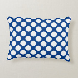 Grote retro-stippen - wit en kobalblauw accent kussen