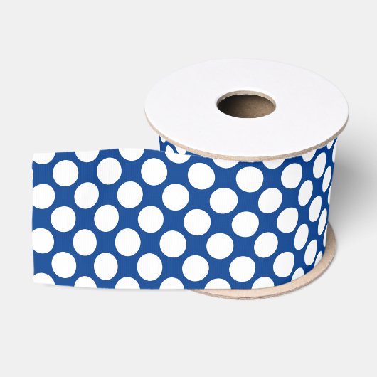 Grote retro-stippen - wit en kobalblauw grosgrain lint (Spoel)