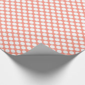 Grote retro-stippen - wit en koraalroze cadeaupapier (Hoek)