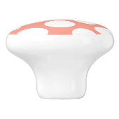 Grote retro-stippen - wit en koraalroze keramische knop (Zijkant)