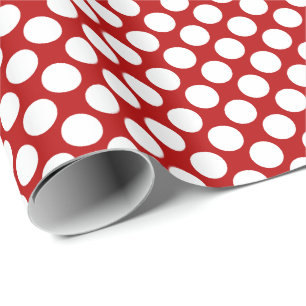 Grote retro stippen - wit en rood cadeaupapier