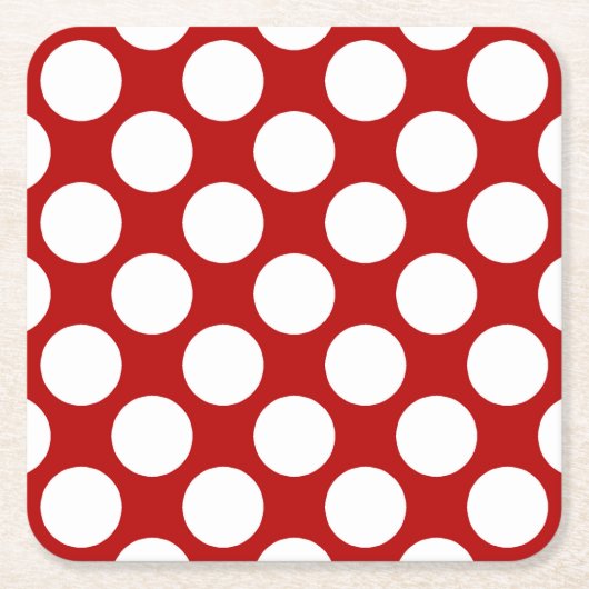 Grote retro stippen - wit en rood kartonnen onderzetters (Voorkant)