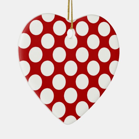 Grote retro stippen - wit en rood keramisch ornament (Rechts)