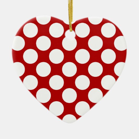 Grote retro stippen - wit en rood keramisch ornament (Voorkant)