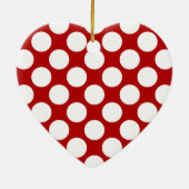 Grote retro stippen - wit en rood keramisch ornament (Achterkant)