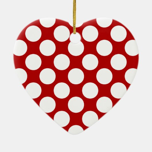 Grote retro stippen - wit en rood keramisch ornament (Achterkant)