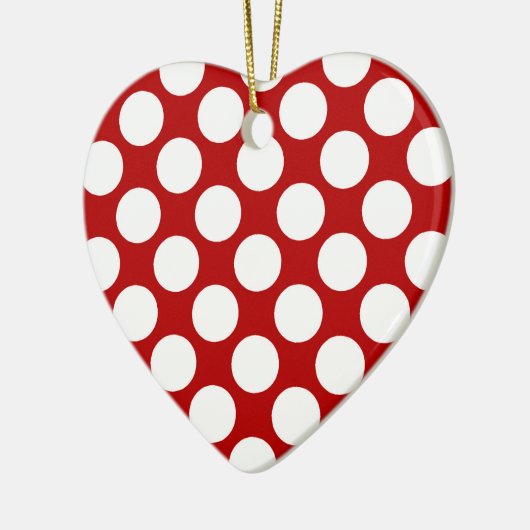 Grote retro stippen - wit en rood keramisch ornament (Links)