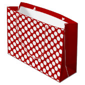 Grote retro stippen - wit en rood large cadeautasje (Achterkant Gekanteld)