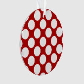 Grote retro stippen - wit en rood ornament (voorkant)