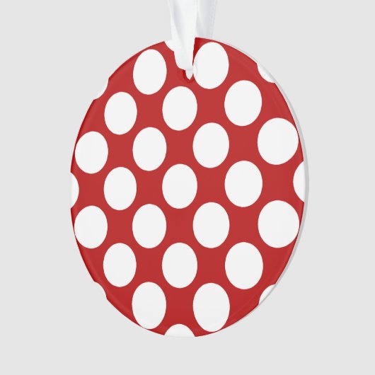 Grote retro stippen - wit en rood ornament (voorkant)