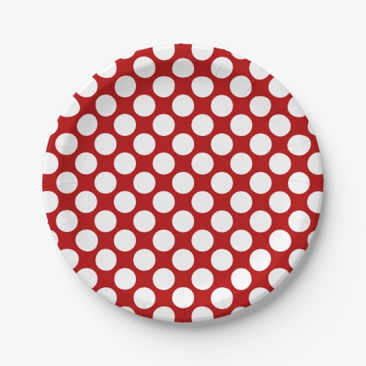 Grote retro stippen - wit en rood papieren bordje (Voorkant)