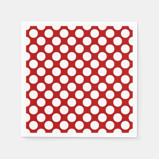 Grote retro stippen - wit en rood servetten (Voorkant)