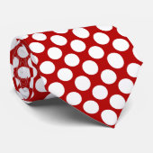 Grote retro stippen - wit en rood stropdas (Opgerold)