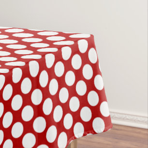 Grote retro stippen - wit en rood tafelkleed