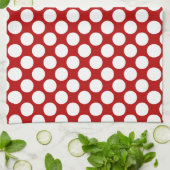 Grote retro stippen - wit en rood theedoek (Gevouwen)