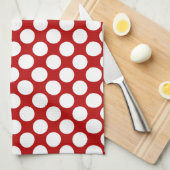 Grote retro stippen - wit en rood theedoek (Quarter Fold)