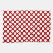 Grote retro stippen - wit en rood theedoek (Horizontaal)