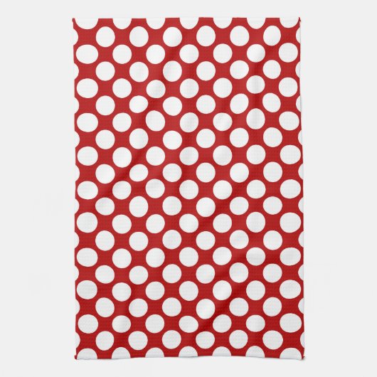 Grote retro stippen - wit en rood theedoek (Verticaal)
