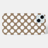 Grote retro stippen - wit en taupe bruin Case-Mate iPhone case (Achterkant (horizontaal))