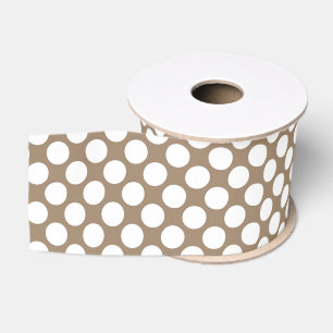 Grote retro-stippen - wit en tauptan grosgrain lint