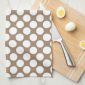 Grote retro-stippen - wit en tauptan theedoek (Quarter Fold)