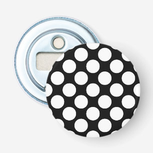 Grote retro-stippen - wit en zwart button flesopener