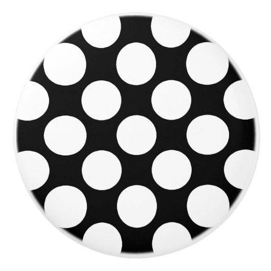 Grote retro-stippen - wit en zwart keramische knop (Voorkant)