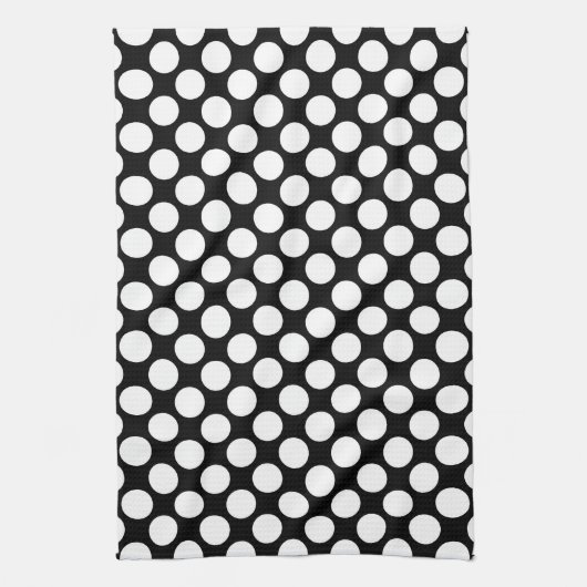 Grote retro-stippen - wit en zwart theedoek (Verticaal)