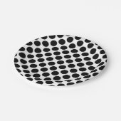 Grote retro-stippen - zwart-wit papieren bordje (Gekanteld)