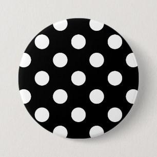 Grote retro-stippen - zwart-wit ronde button 7,6 cm