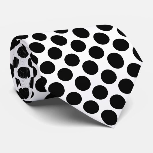Grote retro-stippen - zwart-wit stropdas (Opgerold)