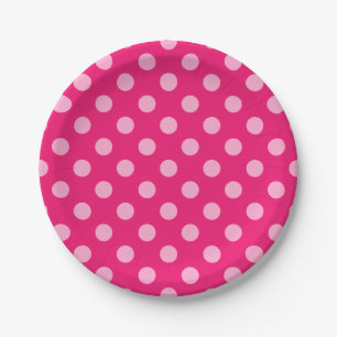 Grote retrospectieve Stippen, Fuchsia en pastel ro Papieren Bordje
